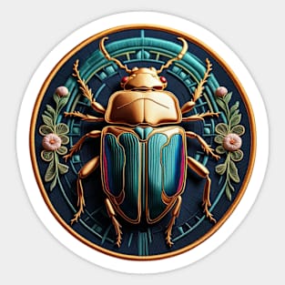 Iridescent Beetle Embroidered Patch Sticker